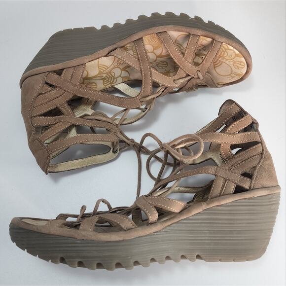 Fly London Yuke Tan Leather Gladiator Sandals - Picture 4 of 10